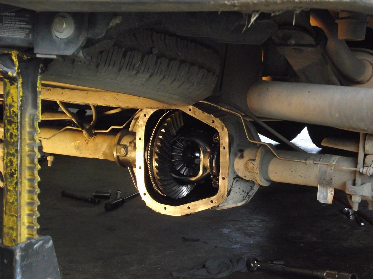 Rear differential opened up for repair on a truck at M.D. Automotive in Sutherlin, OR